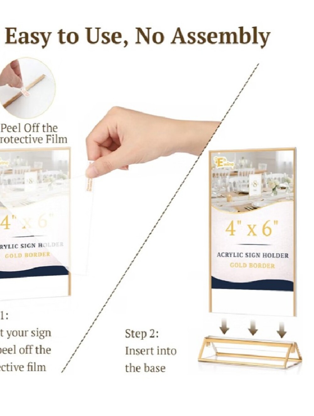 8 HIIMIEI Acrylic Gold Sign Holder - Picture 3 of 5